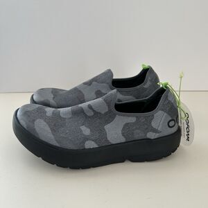 Oofos Oomg Eezee Low Shoe Black Gray Camo Womens Size 9 Walk Run NWOB